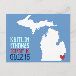 Carte Postale Faire-part Enregistrer la date - Personnalisable - Michigan