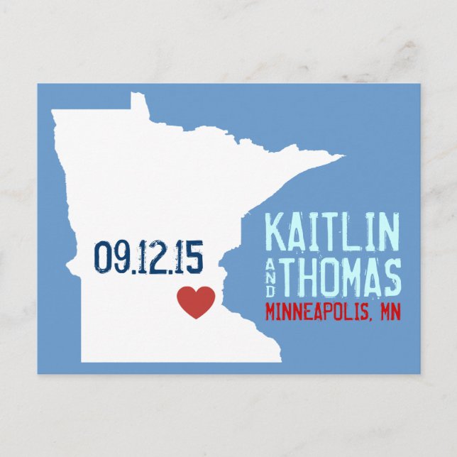 Carte Postale Faire-part Enregistrer la date - Personnalisable - Minnesota (Devant)