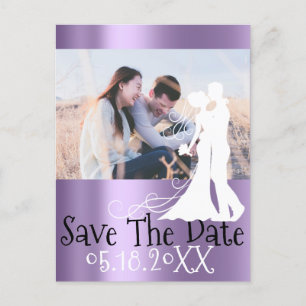 Carte Postale Faire-part Enregistrer la date Photo Doodle Fiançailles Grey 