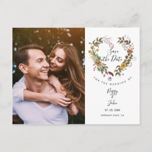 Carte Postale Faire-part Enregistrer la date Photo Floral Heart Mariage Mod