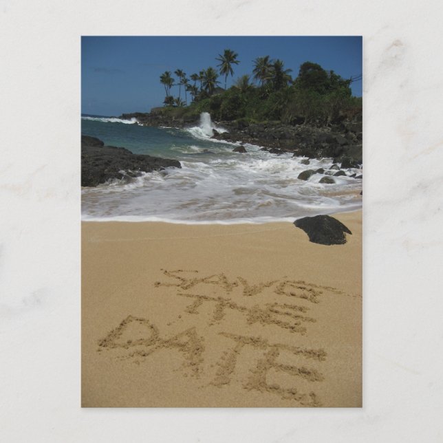 Carte Postale Faire-part Enregistrer La Date - Plage (Devant)