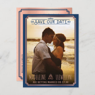 Carte Postale Faire-part Enregistrer la date Retro Rose Gold Déco Mariage P