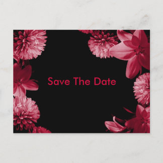 Carte Postale Faire-part Enregistrer la date rose et noire
