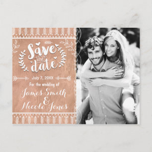 Carte Postale Faire-part Enregistrer la date Rustic Glam Rose Gold Photo
