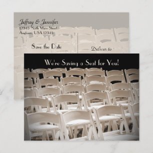 Carte Postale Faire-part Enregistrer la date Sepia Mariage chaises