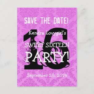 Carte Postale Faire-part Enregistrer la date Sweet 16 Anniversaire Fête A06