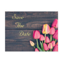 Enregistrer la date : Tulipes roses foncées et boi
