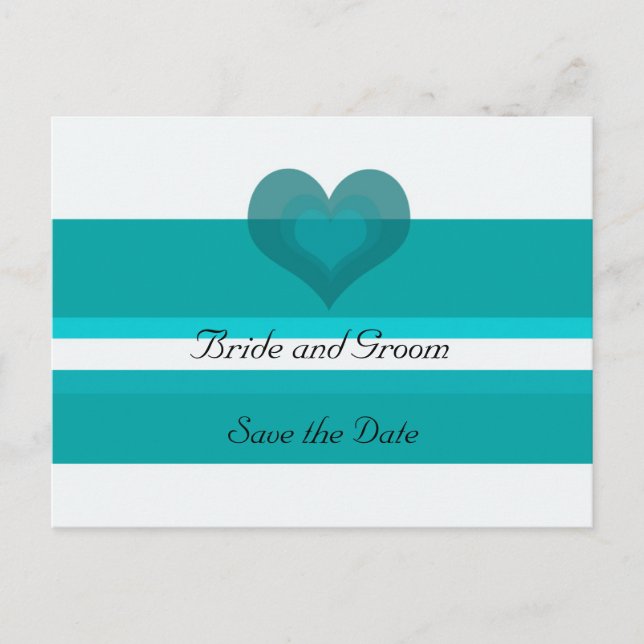 Carte Postale Faire-part Enregistrer la date turquoise triée (Devant)
