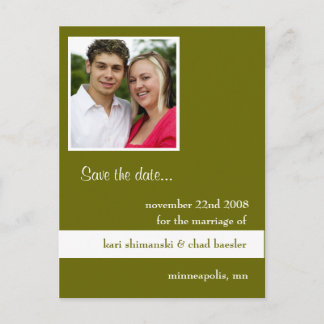 Carte Postale Faire-part enregistrer la date verte