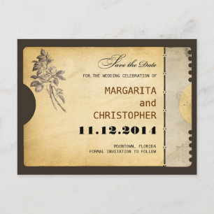 Carte Postale Faire-part enregistrer la date vintage typographie style cart