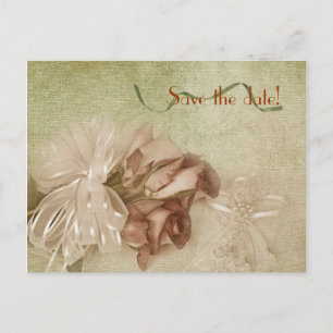 Carte Postale Faire-part Enregistrer le bouquet de rose Date