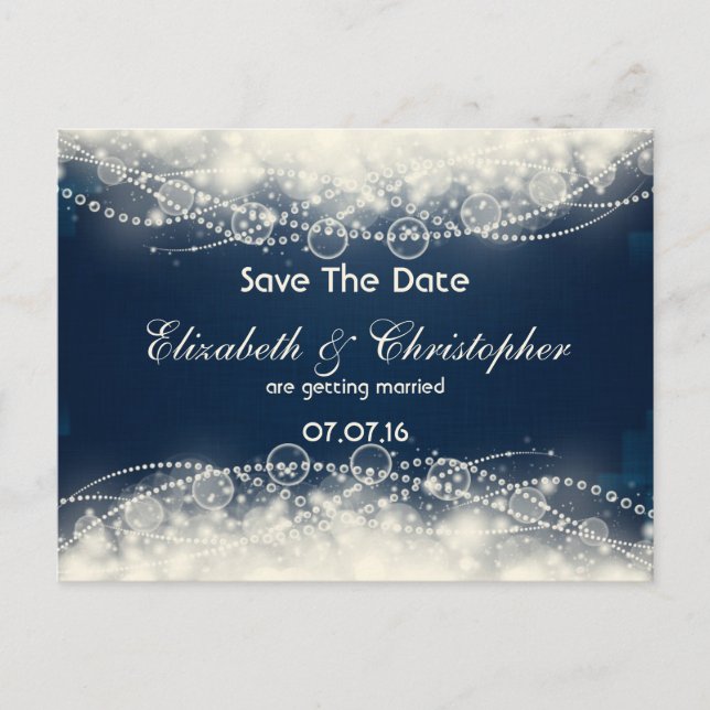 Carte Postale Faire-part Enregistrer le Mariage Date Dentelle et Perles (Devant)