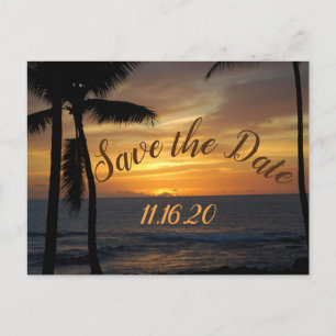 Carte Postale Faire-part Enregistrer le Mariage Tropical Date