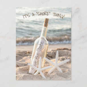 Carte Postale Faire-part Enregistrer le message de date dans une bouteille