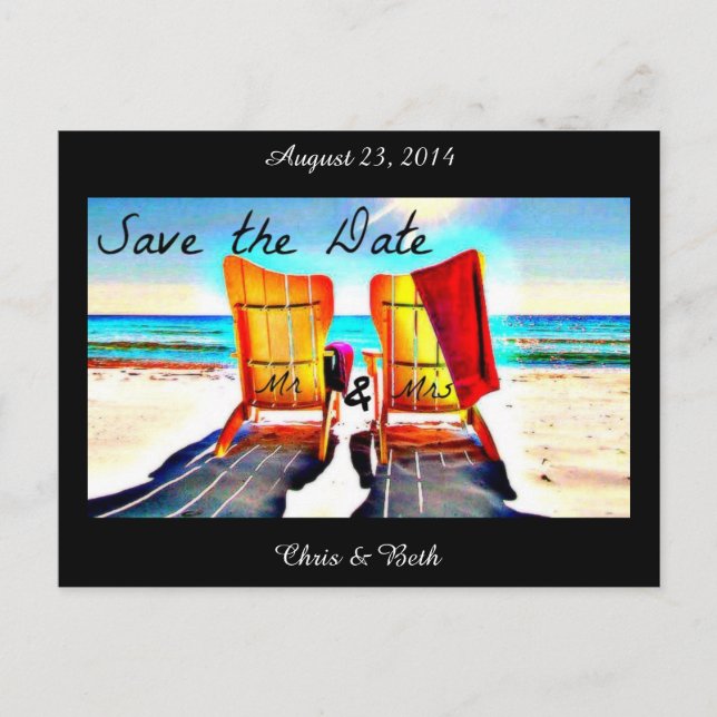 Carte Postale Faire-part Enregistrer les chaises de plage Date Duo (Devant)