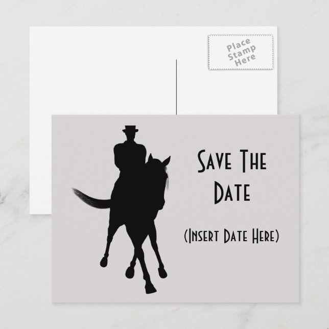 Carte Postale Faire-part Enregistrez la date Cheval de dressage  (Devant / Derrière)