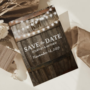 Carte Postale Faire-part Enregistrez la date de campagne rustique Guirlan