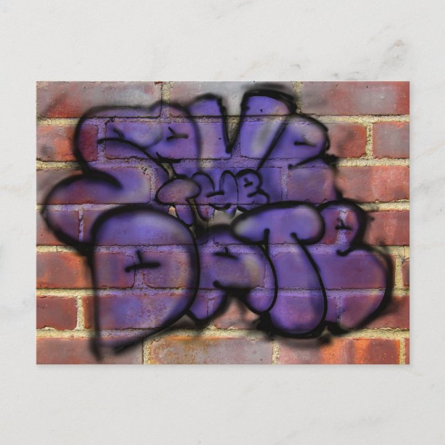 Carte Postale Faire-part Enregistrez la date Graffiti (Devant)