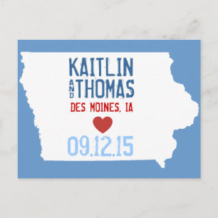 Carte Postale Faire-part Enregistrez la date - Personnalisable - Iowa