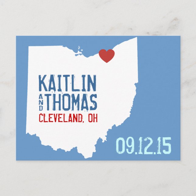 Carte Postale Faire-part Enregistrez la date - Personnalisable - Ohio (Devant)