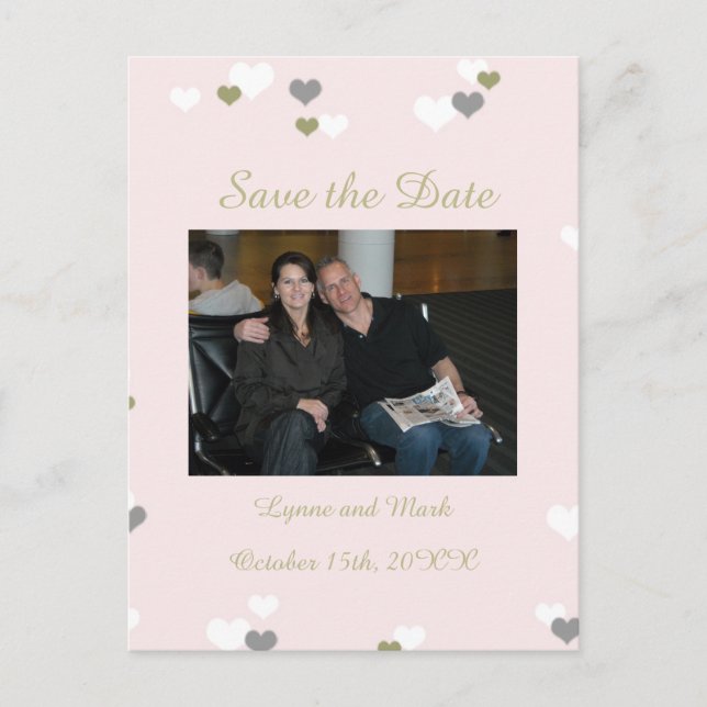 Carte Postale Faire-part Enregistrez la date Rose et Or (Devant)