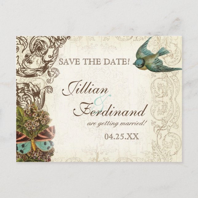 Carte Postale Faire-part Ensemble de mariage Botanica - Crème Beige (Devant)