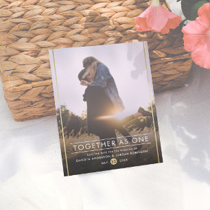 Carte Postale Faire-part Ensemble   Typographie moderne et photo or