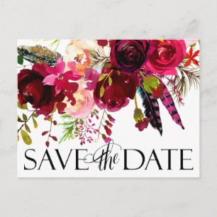 Carte Postale Faire-part Épousant des économies les dates   Boho floral