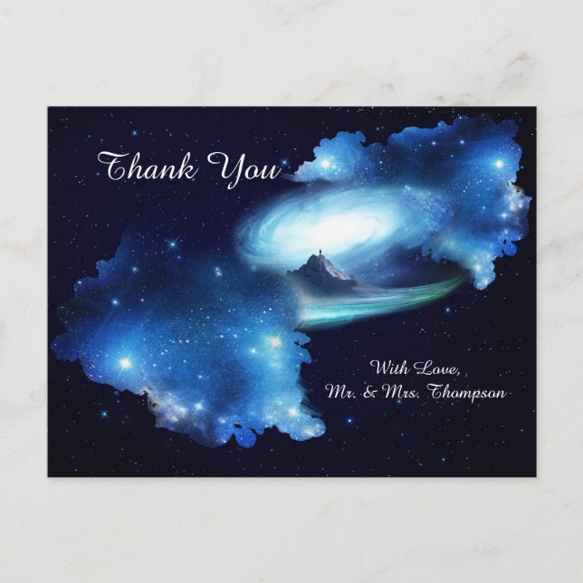 Carte Postale Faire-part Espace extra-atmosphérique Merci de galaxie (Devant)