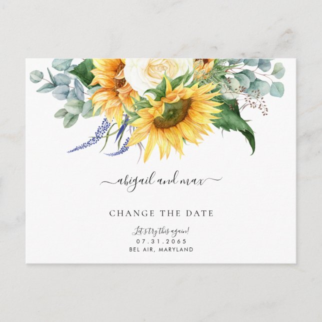 Carte Postale Faire-part Essayons de nouveau Sunflower Changer la date (Devant)