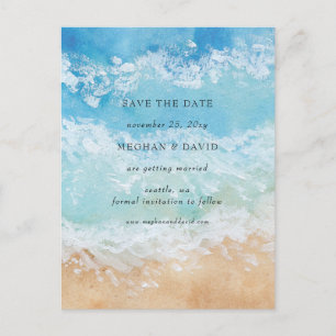 Carte Postale Faire-part Étang de mer d'été aquarelle rustique Save The Dat
