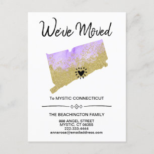 Carte Postale Faire-part *~* ETAT CONNECTICUT Parties scintillant Purple Mo