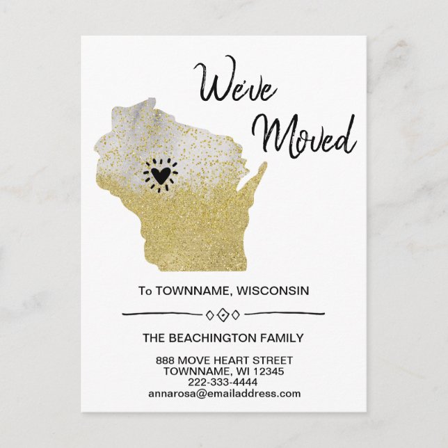 Carte Postale Faire-part *~* ÉTAT WISCONSIN Nouvelle adresse de résidence D (Devant)