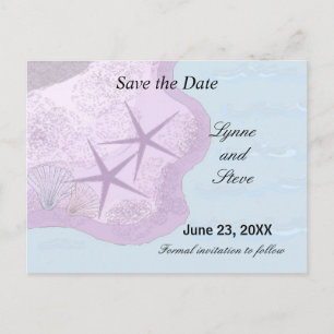 Carte Postale Faire-part Étoile de mer et océan, enregistrez la date