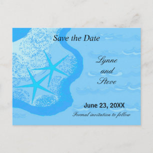Carte Postale Faire-part Étoile de mer et océan, sauvez la date