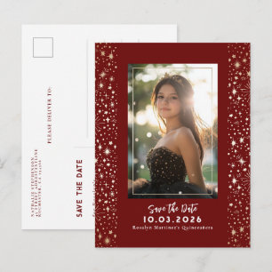 Carte Postale Faire-part Étoiles Céleste QUINCEANERA Enregistrer la Date Ph