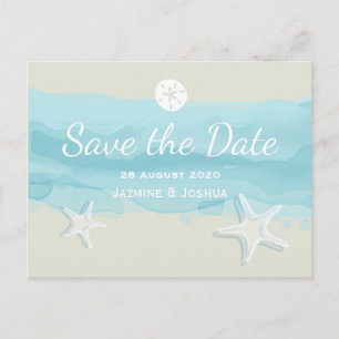 Carte Postale Faire-part Étoiles de mer, plage /save d'aquarelle d'aqua la