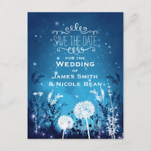 Carte Postale Faire-part Etoiles de nuit enchantées & Foliage Bleu Enregist