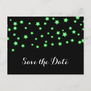 Carte Postale Faire-part Étoiles vertes fête d'anniversaire Enregistrer la