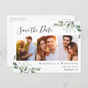 Carte Postale Faire-part Eucalyptus aquarelle photo mariage Enregistrer la 