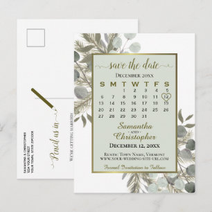 Carte Postale Faire-part Eucalyptus & Gold Calendrier de l'Avent Pin Sylves