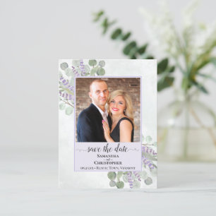 Carte Postale Faire-part Eucalyptus Mariage violet Enregistrer la date Phot
