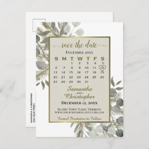 Carte Postale Faire-part Eucalyptus & Pine Taupe Tan Enregistrer le calendr