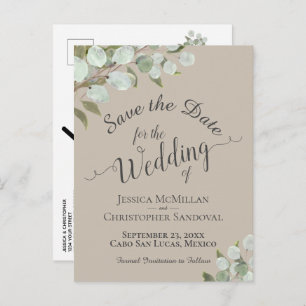 Carte Postale Faire-part Eucalyptus & Verdure Mariage à la mode Enregistrer