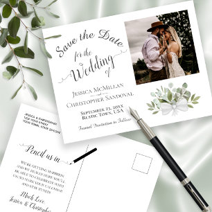 Carte Postale Faire-part Eucalyptus Verdure & Mariage photo Enregistrer la 