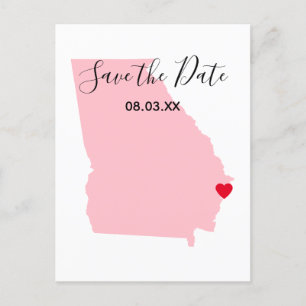 Carte Postale Faire-part Événement à Georgia Rouge Coeur Rose Enregistrer l