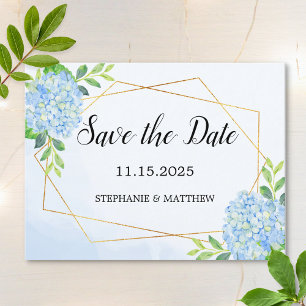 Carte Postale Faire-part Événement Géométrique Hortensia Floral Mariage À S