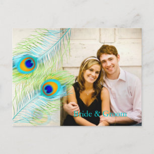 Carte Postale Faire-part Événement paon/DIY PixDezines + couleur de fond