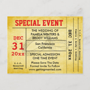 Carte Postale Faire-part Événement Spécial mariage Enregistrer Le Billet Da