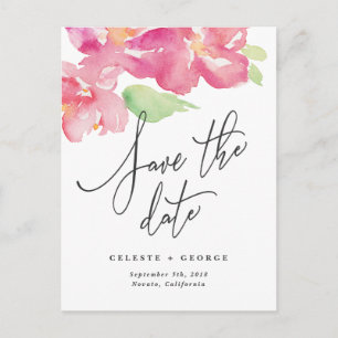 Carte Postale Faire-part Événement tropical aquarelle florale à retenir